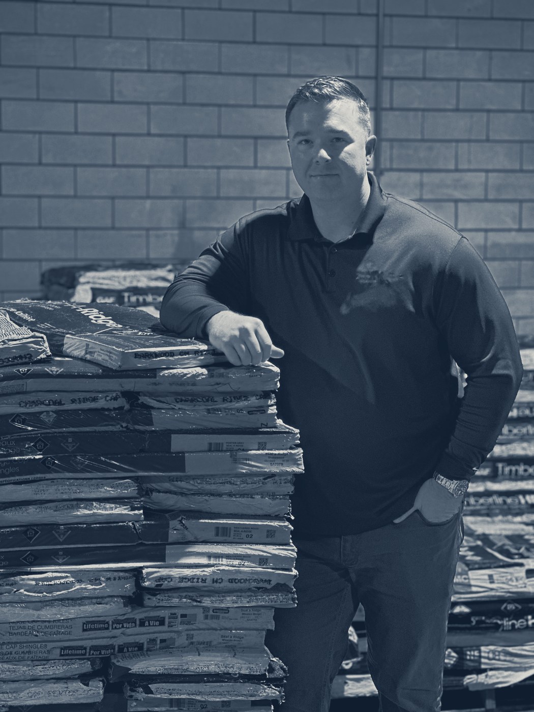Ryan DeCoster in the warehouse of the home services company he built and sold